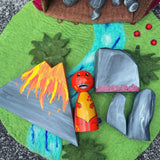 Large dinosaur caves with felt mat and rocks