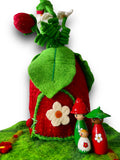 Large felt strawberry home with matching pegs