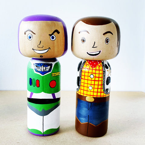 Extra large kokeshi style character pegs