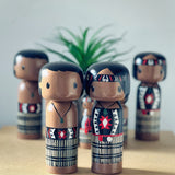 Extra large 15cm kokeshi style Māori peg couple