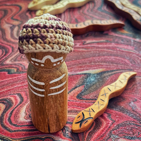 Aboriginal peg with Handcarved snake